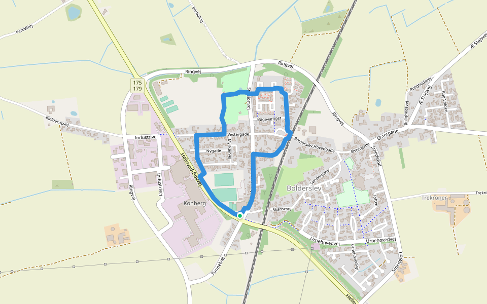 Bolderslevs Grønne Sløjfer, hvid byrute walking route map in Bolderslev