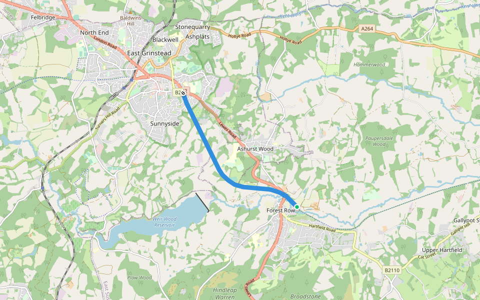 Forest Way (Sussex) walking route map in Forest Row
