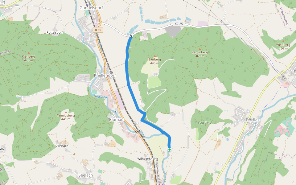 Franziskanerweg walking route map in Kronach