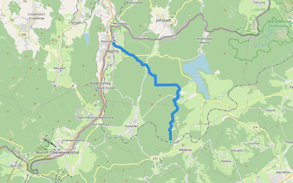 [Ž] U šachty - Vejprty walking route map in Kovářská