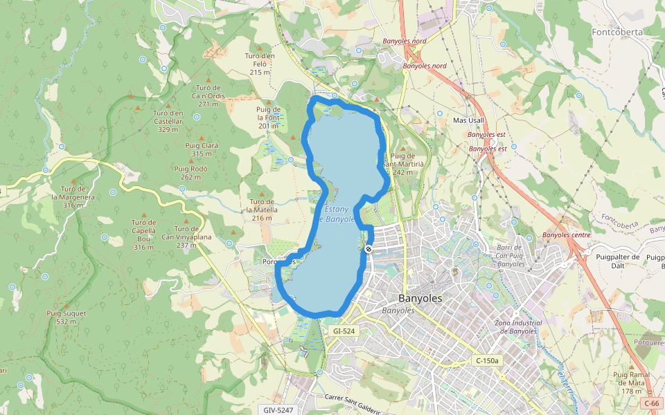Volta a l'Estany walking route map in Banyoles