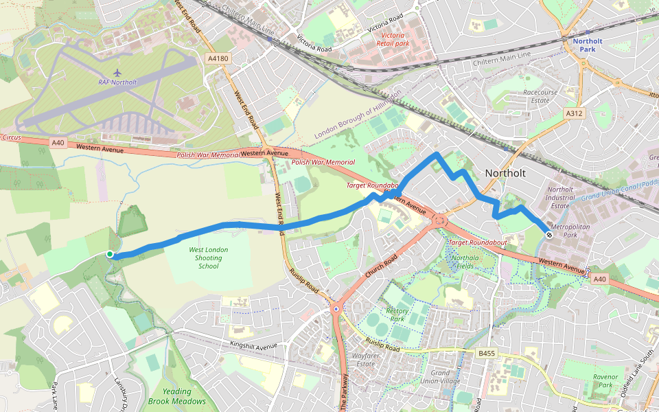 Dog Rose Ramble walking route map in Northolt