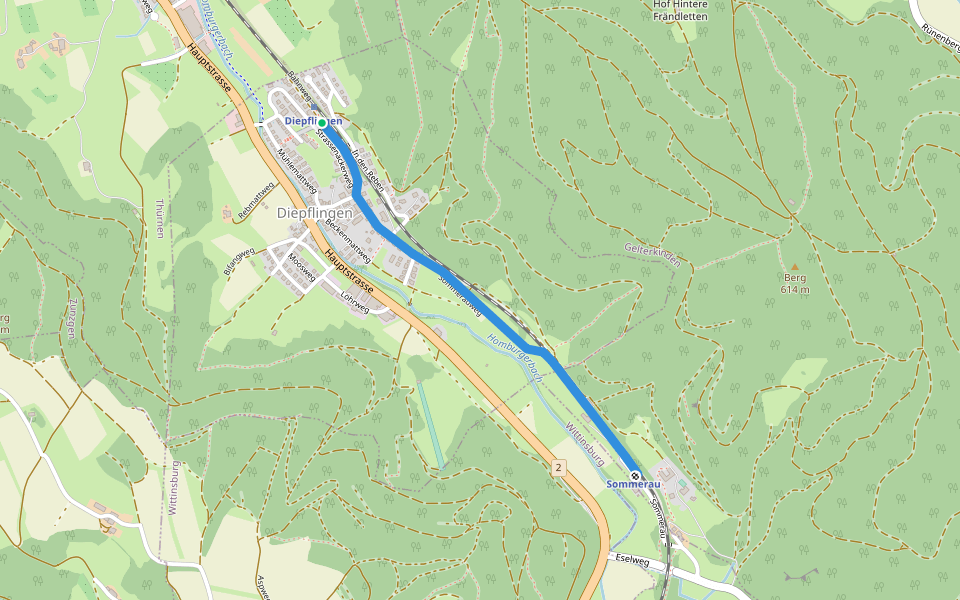 Sommerau - Diepflingen walking route map in Diepflingen
