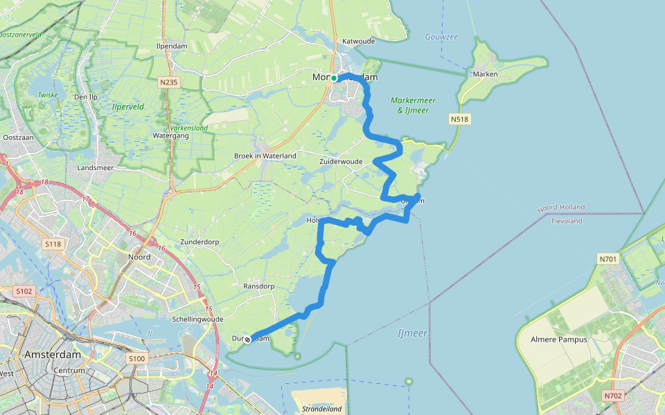 Zuiderzeepad - 05 walking route map in Monnickendam