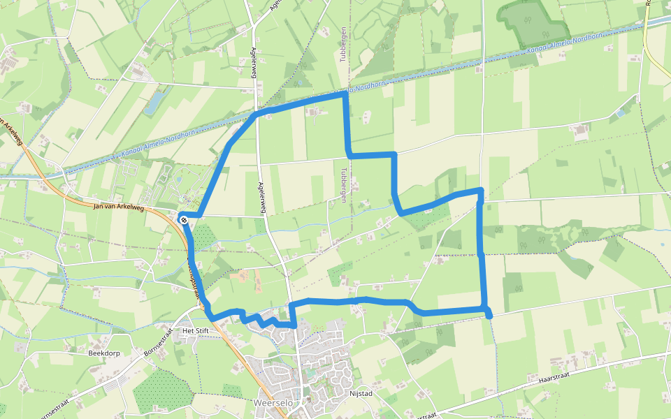 WNW Twente - Molenhof - groene route walking route map in Reutum