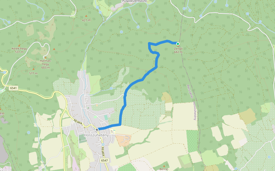 S▲ (Hosszúhetény – Potor-hegy - Zengő) walking route map in Hosszúhetény