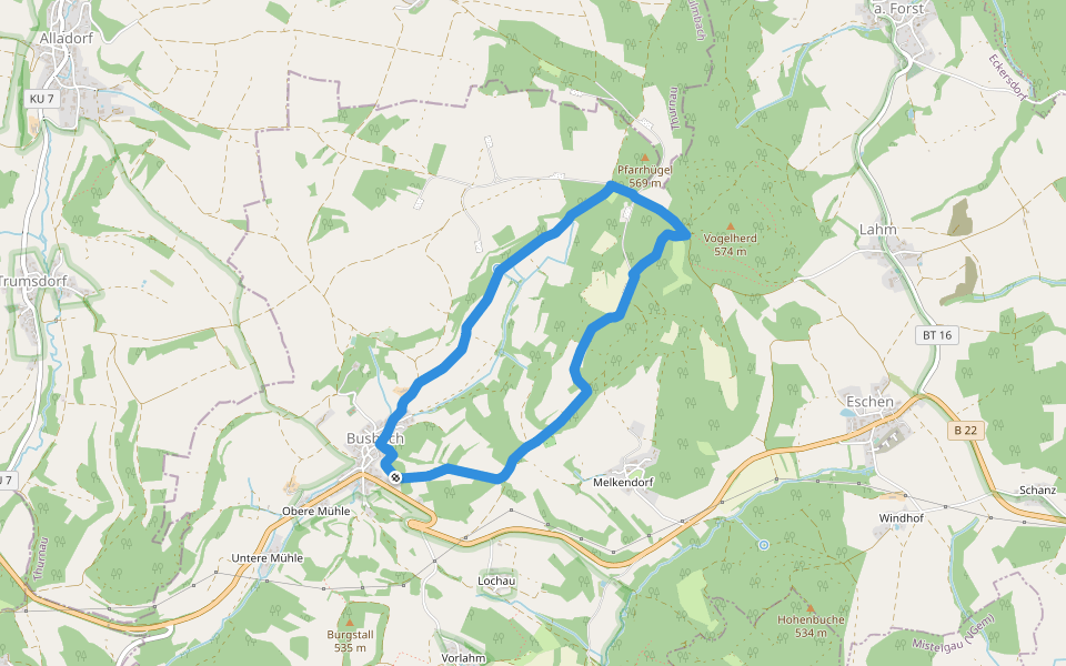 Kuckuckswege rund um Busbach Nr. 2 walking route map in Eckersdorf