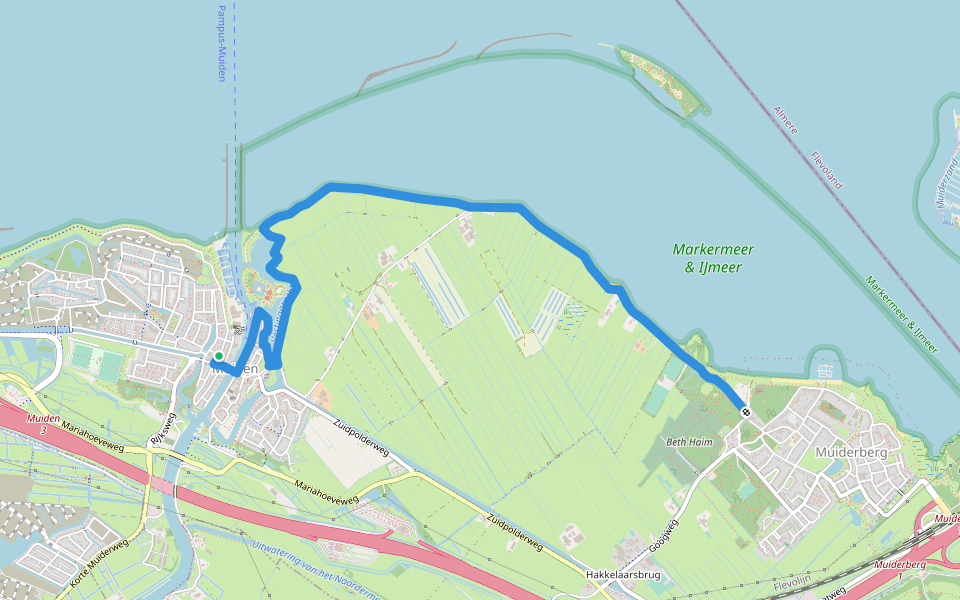 Traject 5 - Muiden-Muiderberg walking route map in Muiden