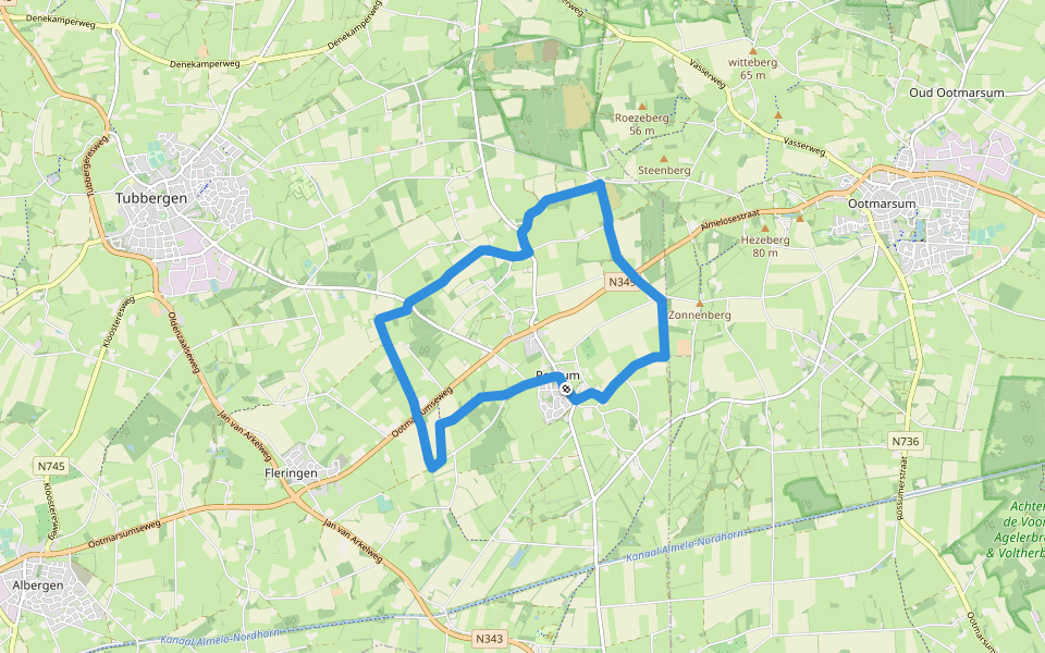 WNW Twente - Reutum - rode route walking route map in Reutum