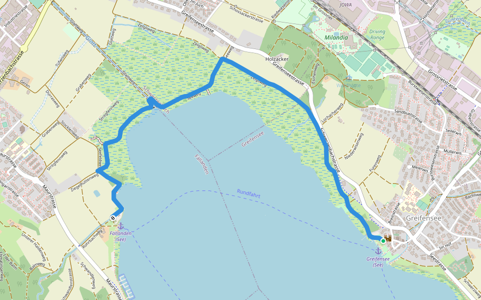 Greifensee - Fällanden Rohr walking route map in Greifensee