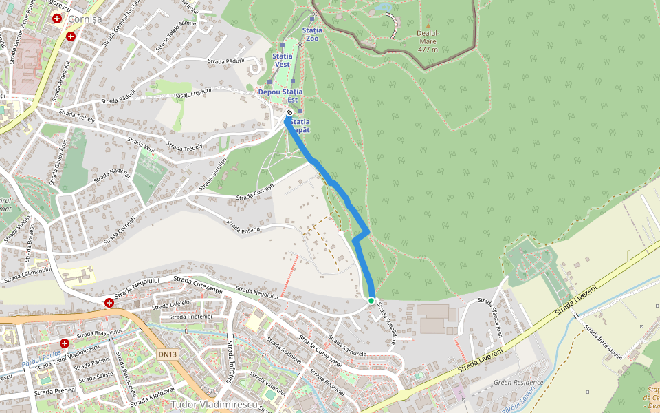 Târgu Mureș (Tudor) - Platoul Cornești walking route map in Târgu Mureș