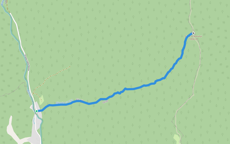 Valea Bistrei-Șaua Scaunului (Zăpodia Ursului) walking route map in Bistra Mureşului