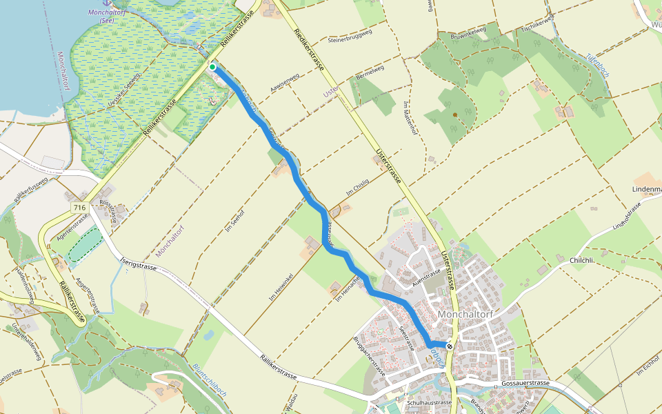 Silberweide - Mönchaltorf walking route map in Mönchaltorf