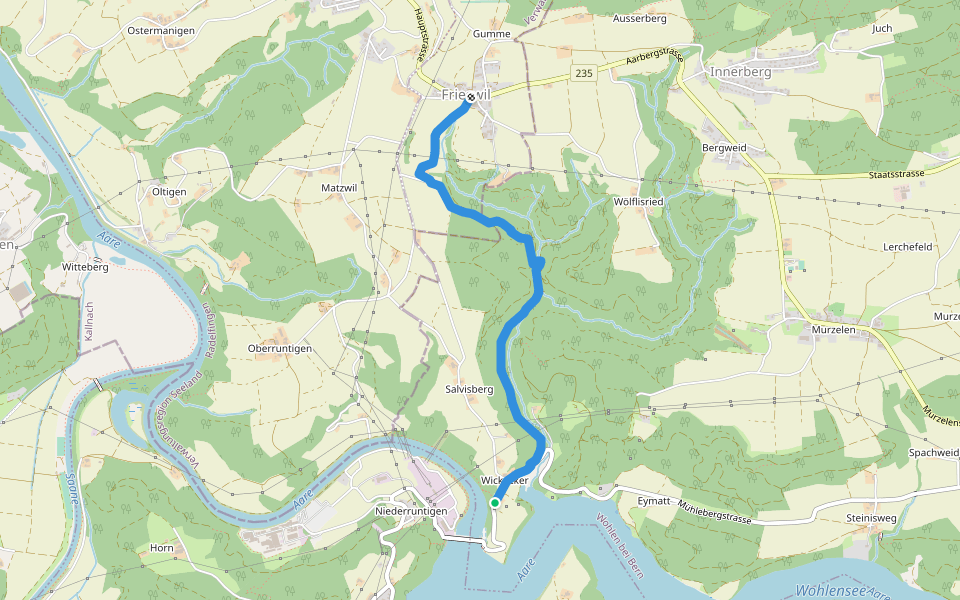 Frieswil - Wickacher walking route map in Wohlen bei Bern