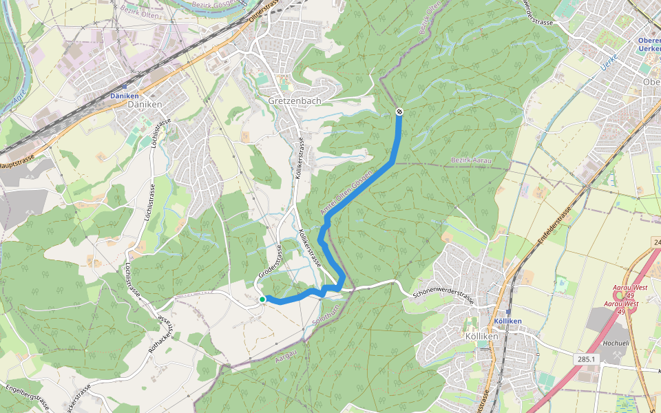 Im Tann - Grod walking route map in Däniken