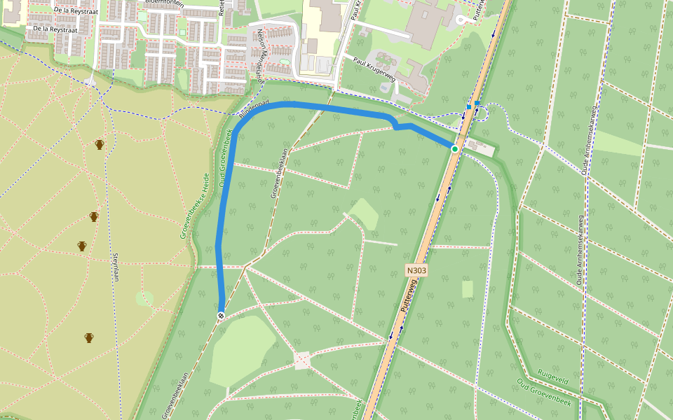 Blindenpad Groevenbeek walking route map in Ermelo