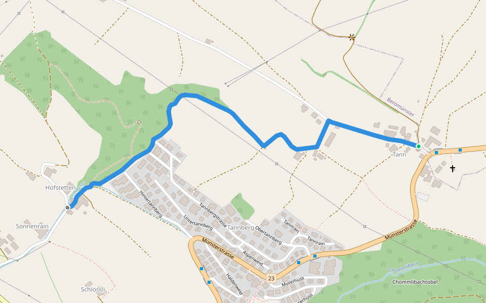 Tann - Hofstette walking route map in Schenkon