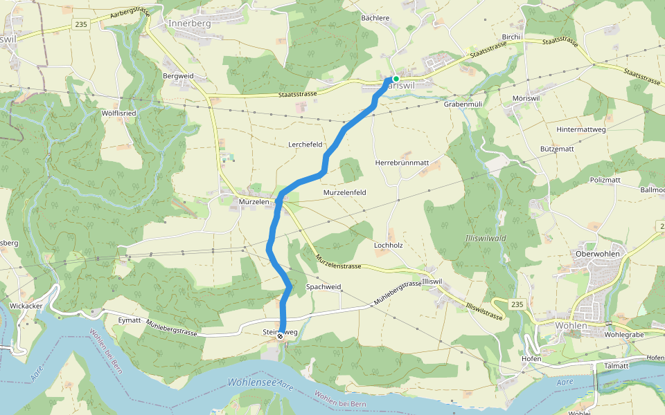 Säriswil - Steinisweg walking route map in Wohlen bei Bern