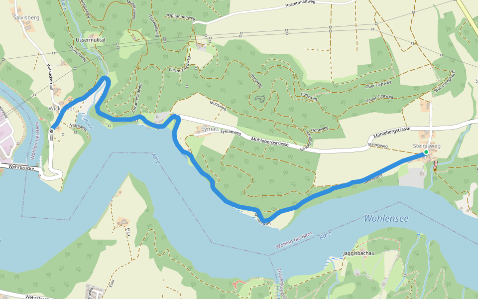 Steinisweg - Wickacker walking route map in Wohlen bei Bern