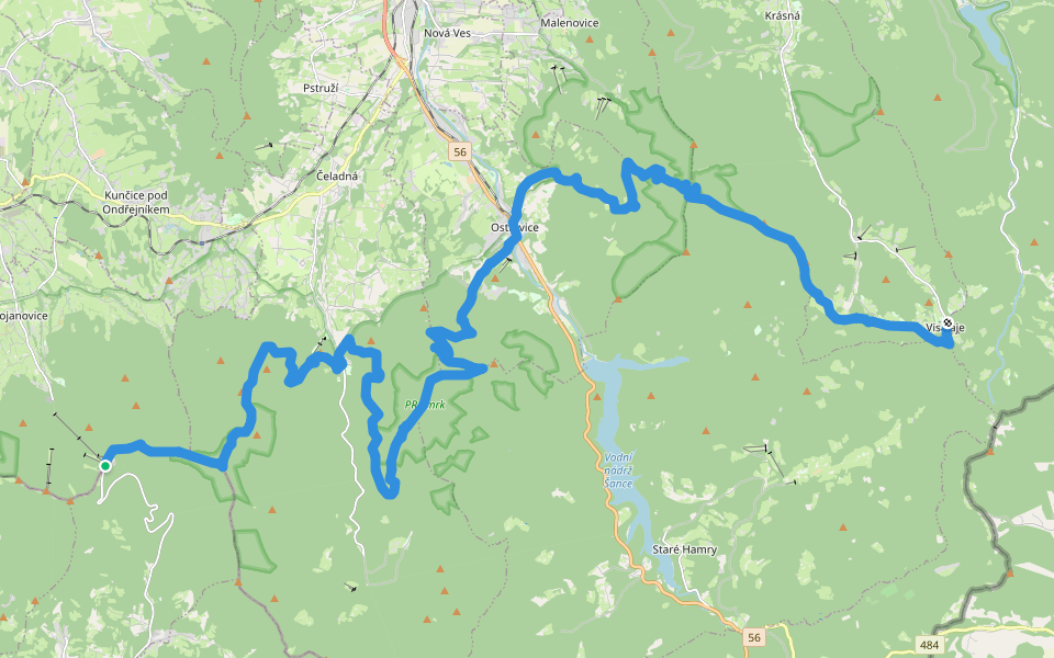 [Č] Pustevny - Visalaje walking route map in Trojanovice