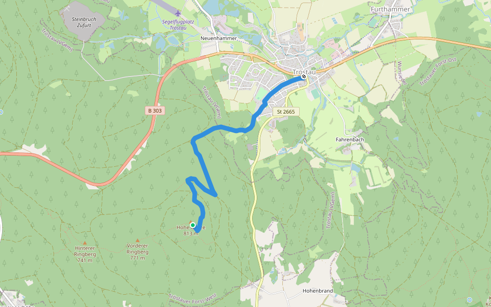 Tröstau - Hohe Matze walking route map in Tröstauer Forst-West
