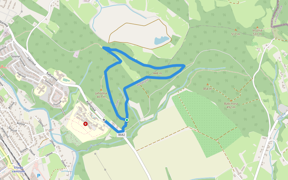NS Jahodná walking route map in Vendryně