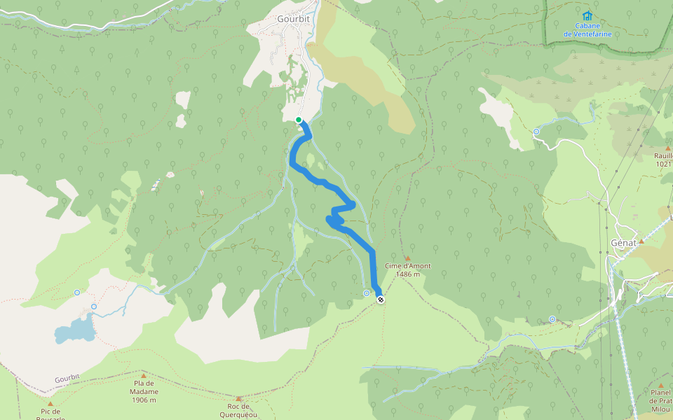 Col de Lastris walking route map in Gourbit