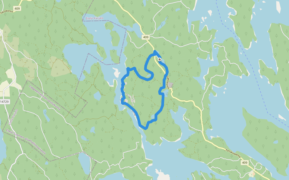 Orrainpolku walking route map in Turree