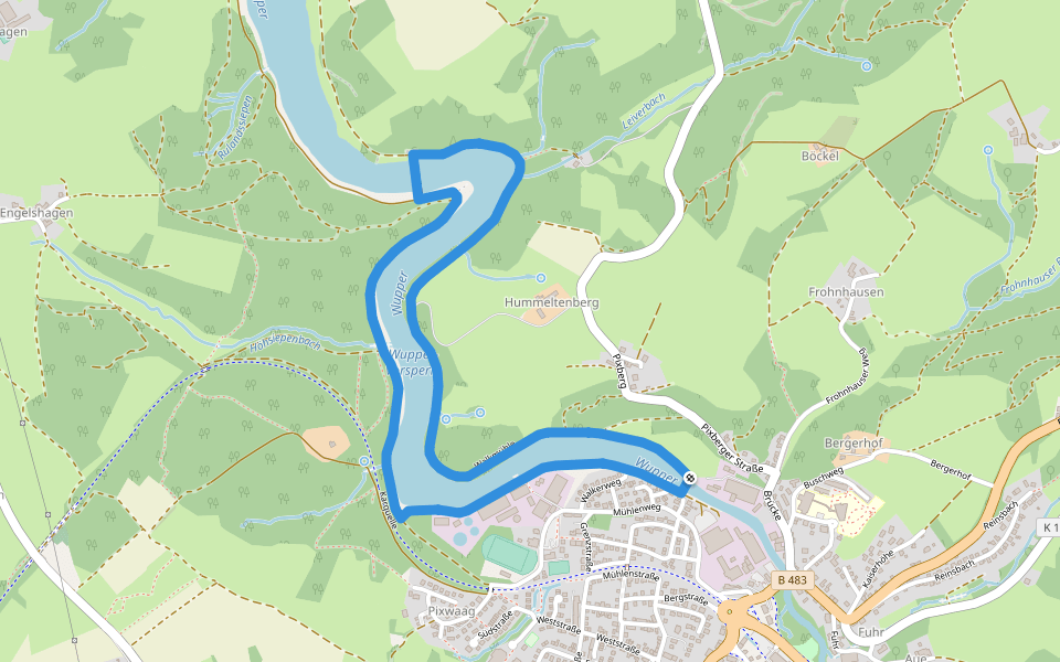 Mauswanderpfad walking route map in Hückeswagen