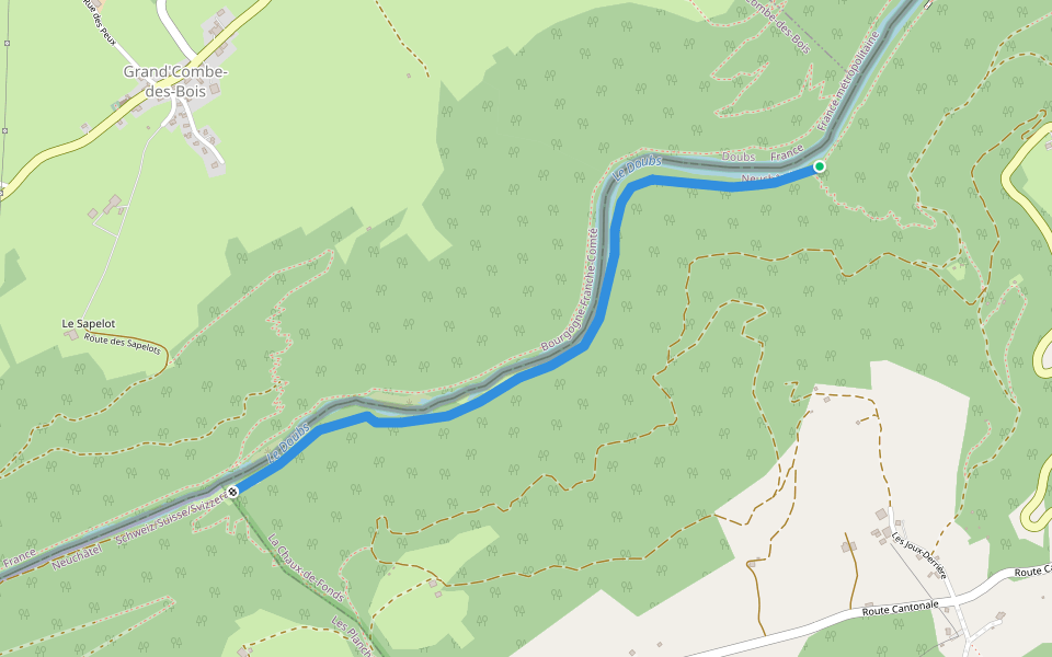 Chez Bonaparte - Les Graviers walking route map in Grand'Combe-des-Bois