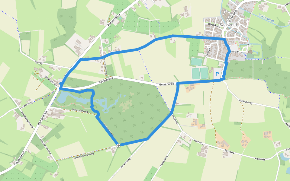 WNW Twente - Molenven/Saasveld - rode route walking route map in Saasveld