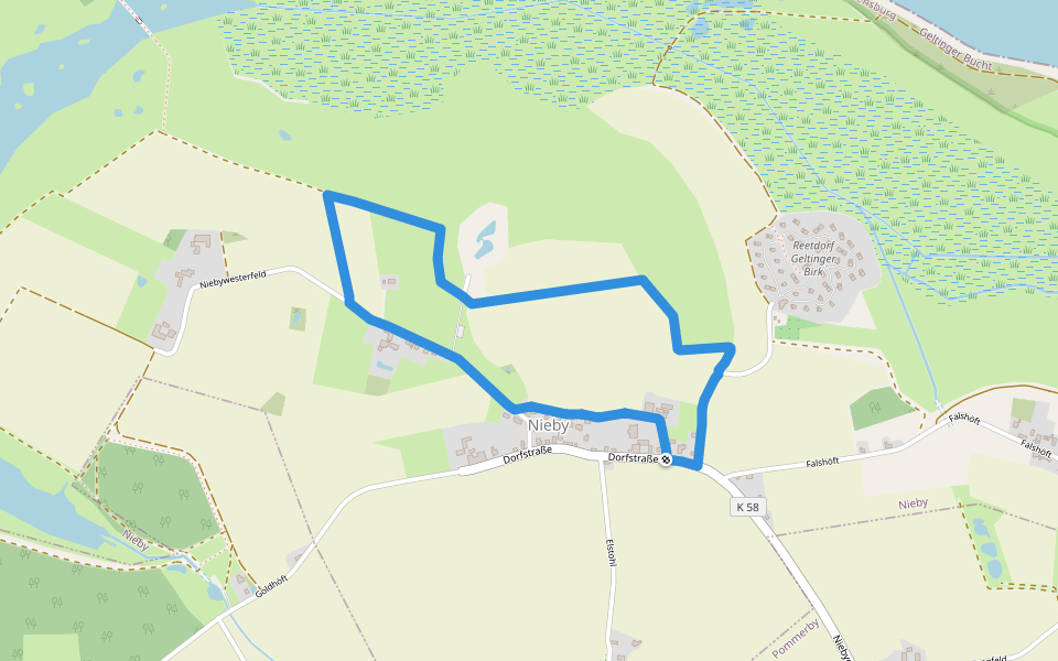 EulenWeg walking route map in Nieby