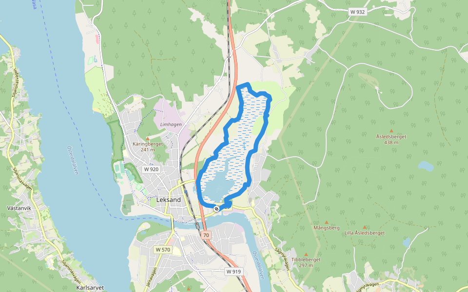 Limsjön runt walking route map in Leksand