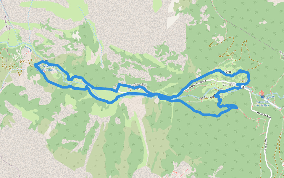 Tour du Vallon de Van walking route map in Salvan