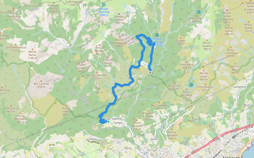 Campo - Ponte Negrone - Sentiero dell'Ingegnere walking route map in Case Soprane