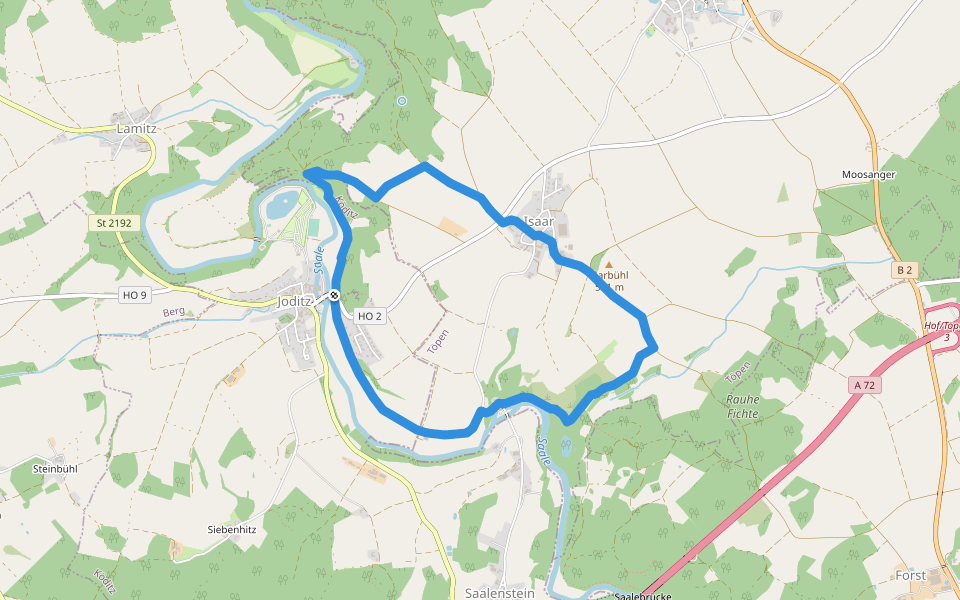 Auenthal-Weg US 63 walking route map in Köditz