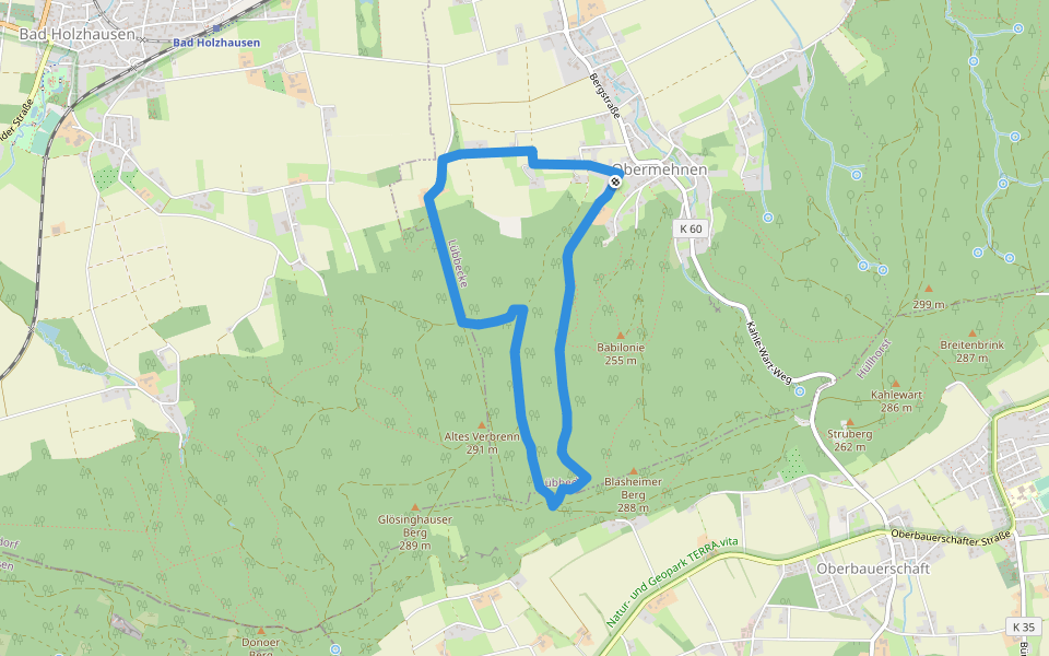 A1 Lübbecke-Obermehnen walking route map in Lübbecke