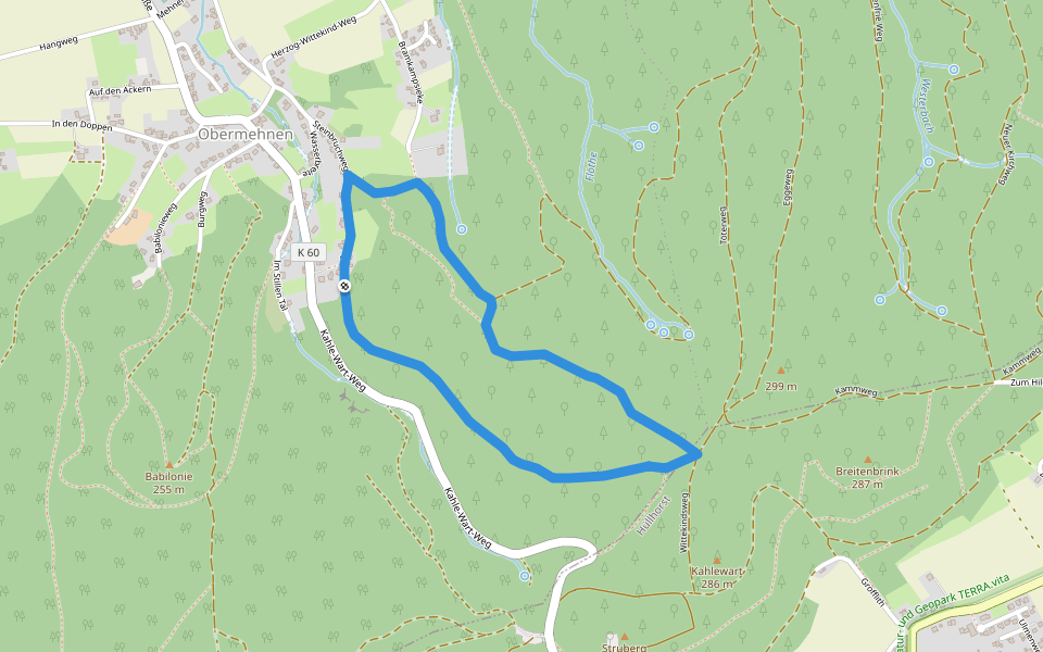 A5 Lübbecke-Obermehnen walking route map in Lübbecke