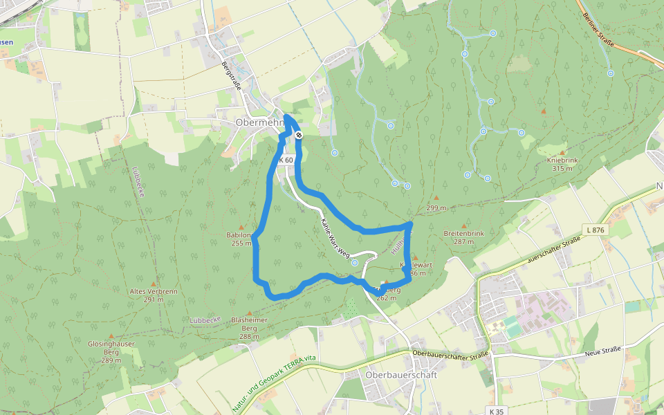 A4 Lübbecke-Obermehnen walking route map in Lübbecke