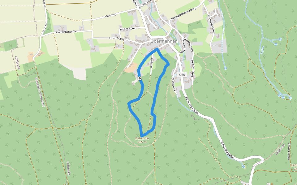 A3 Lübbecke-Obermehnen walking route map in Lübbecke