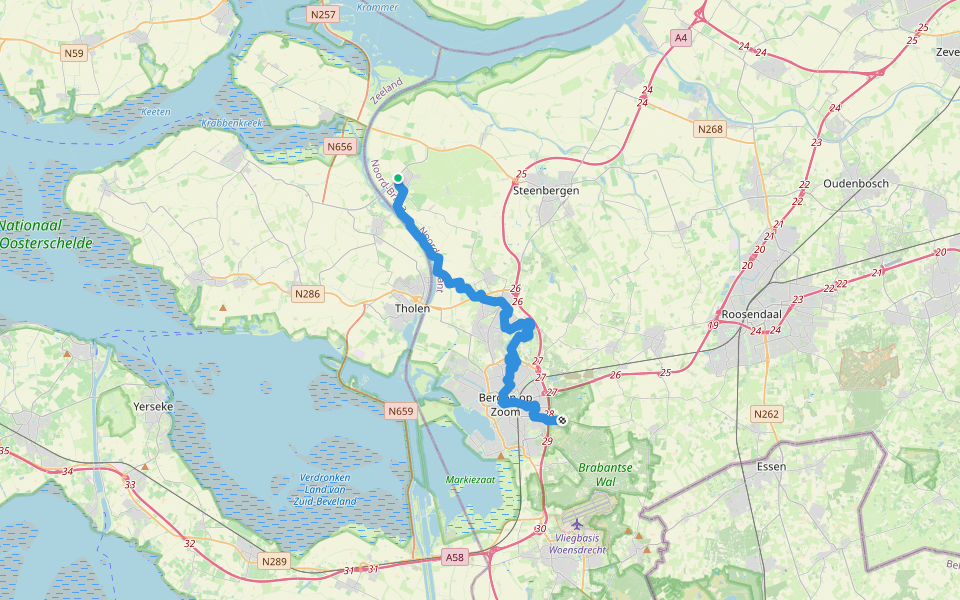 GR 5 NL - 7 - Nieuw Vossemeer-Bergen op Zoom walking route map in Nieuw-Vossemeer
