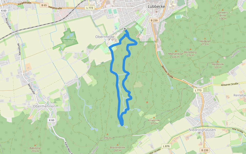 A0 Lübbecke walking route map in Lübbecke