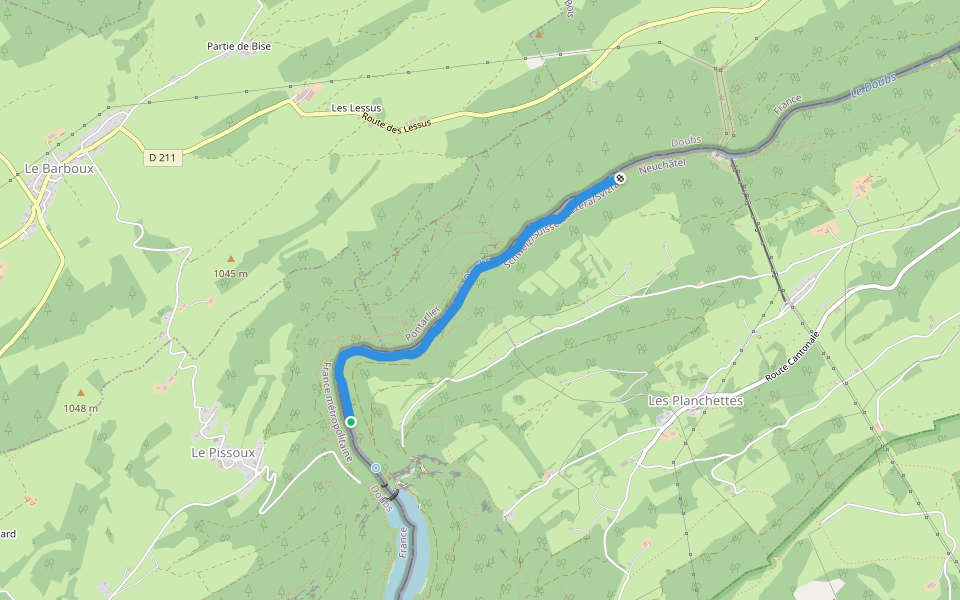 Moulins Calame - Le Châtelot walking route map in Les Planchettes