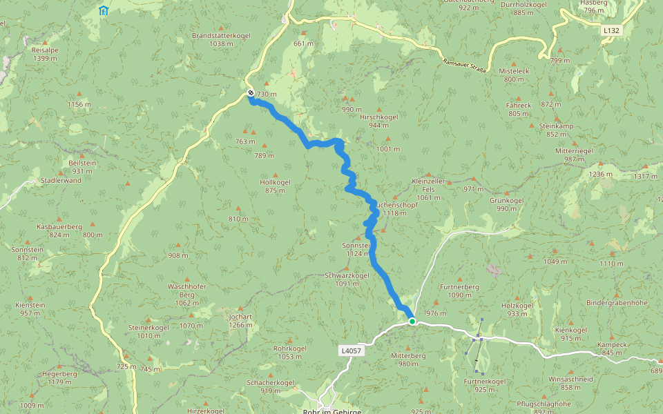 Gasthaus zur Klaus - Sonnsteinsattel-Kleinzell walking route map in Rohr im Gebirge