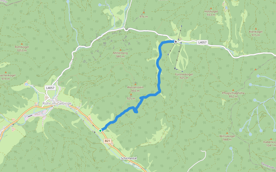 Rohr im Gebirge - Gasthaus Furtner walking route map in Rohr im Gebirge