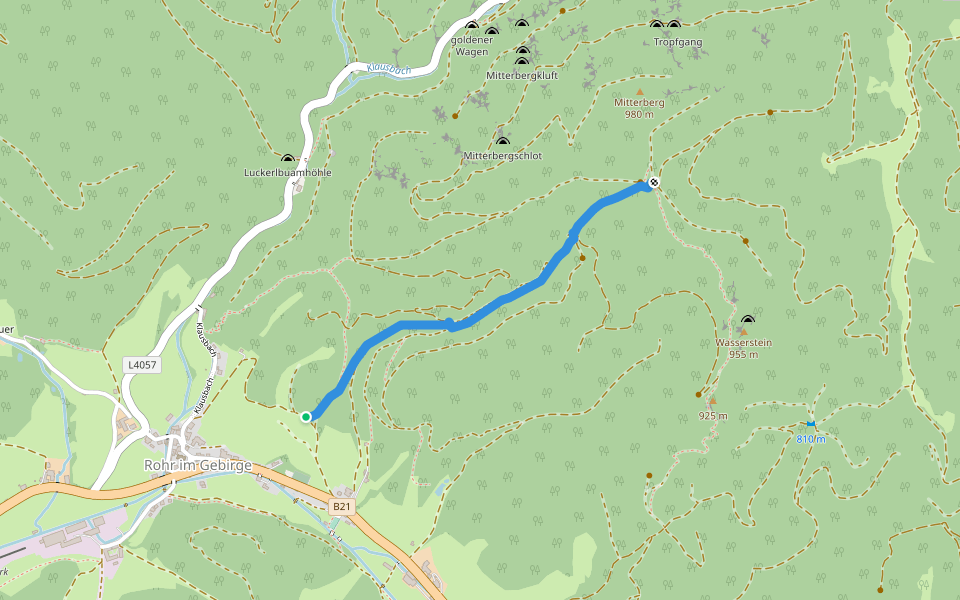 Rohr im Gebirge -Richtung Mitterberg walking route map in Rohr im Gebirge