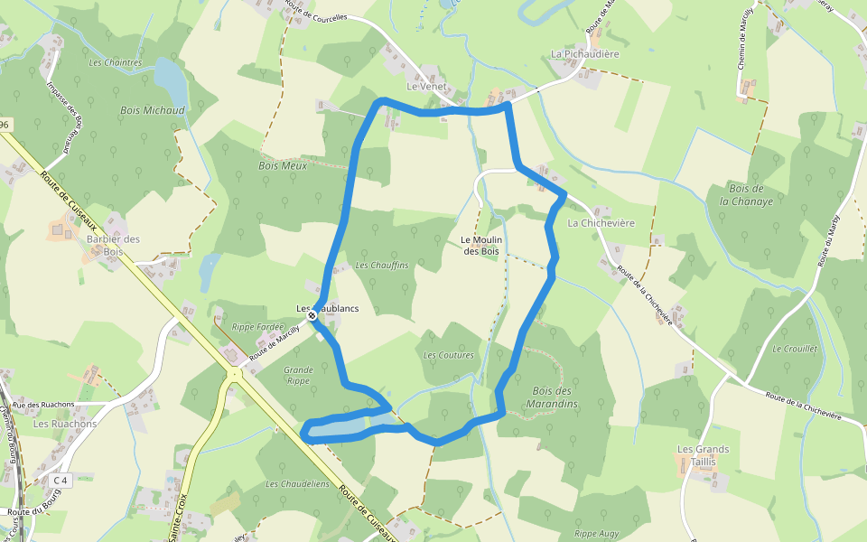 Circuit de la Galette et des Marandins walking route map in Bruailles