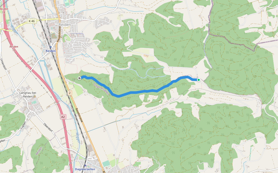 Höchflue - Reider Lätten walking route map in Dagmersellen