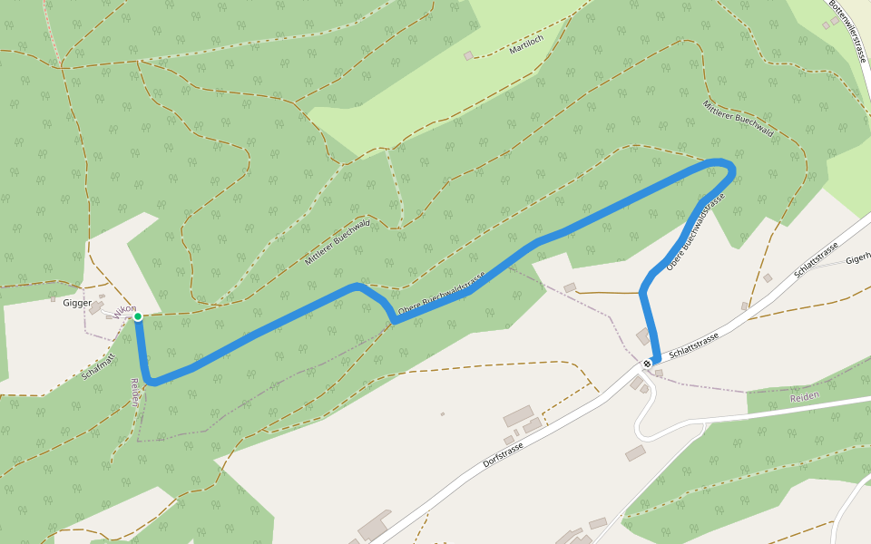 Schlatt - Giger walking route map in Wikon