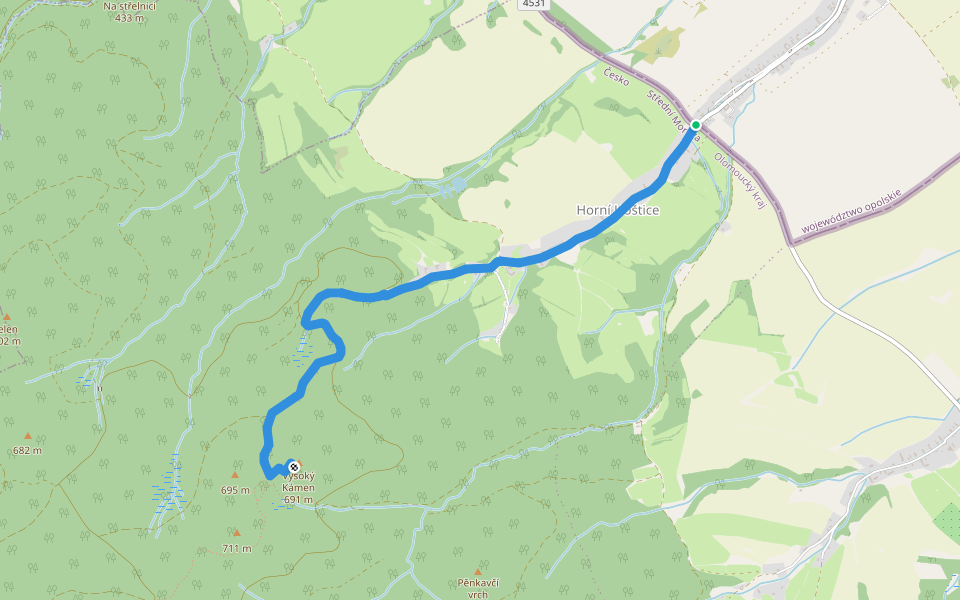 [Ž] Horní Hoštice - Vysoký Kámen walking route map in Gościce